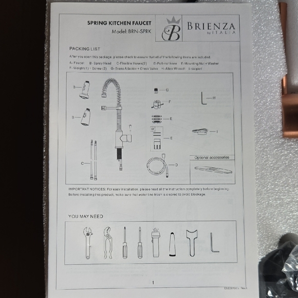 Breinza By Italia Copper Kitchen Faucet - Picture 2 of 4